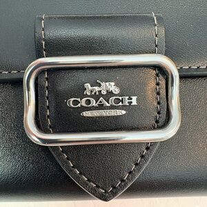 Coach Black Leather women’s Wallet with Silver Accents
